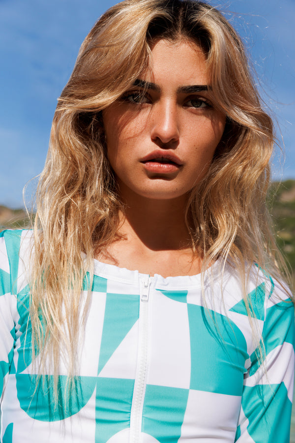 High waist bottom Giulia Geometric Aquagreen UPF 50+