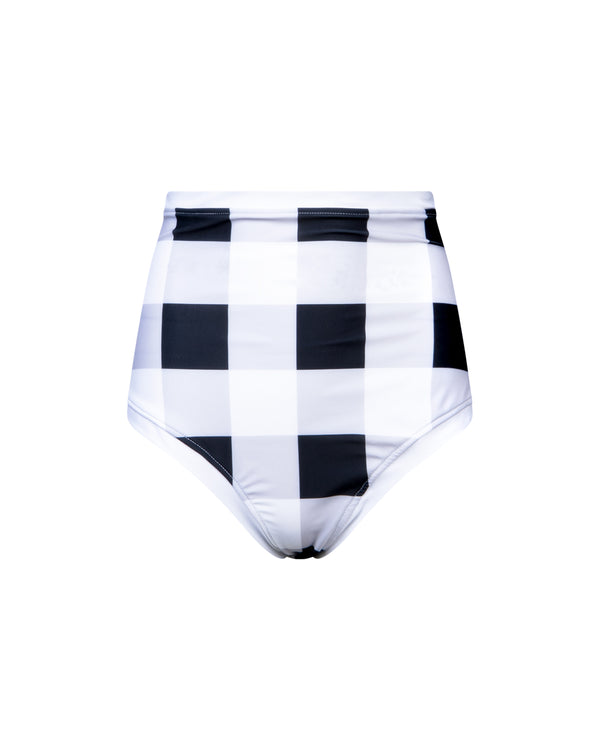 maillot taille haute anti-uv femme vichy noir et blanc