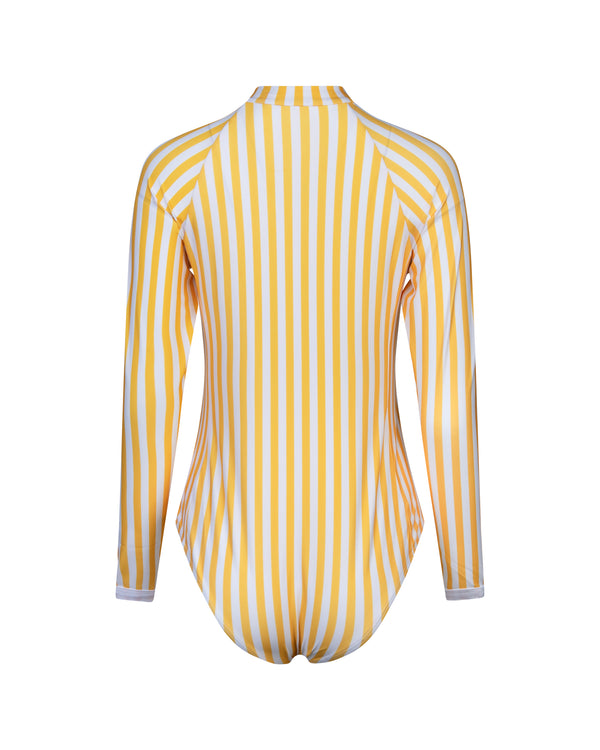 Grande Palombaggia one piece Yellow/White stripe UPF 50+