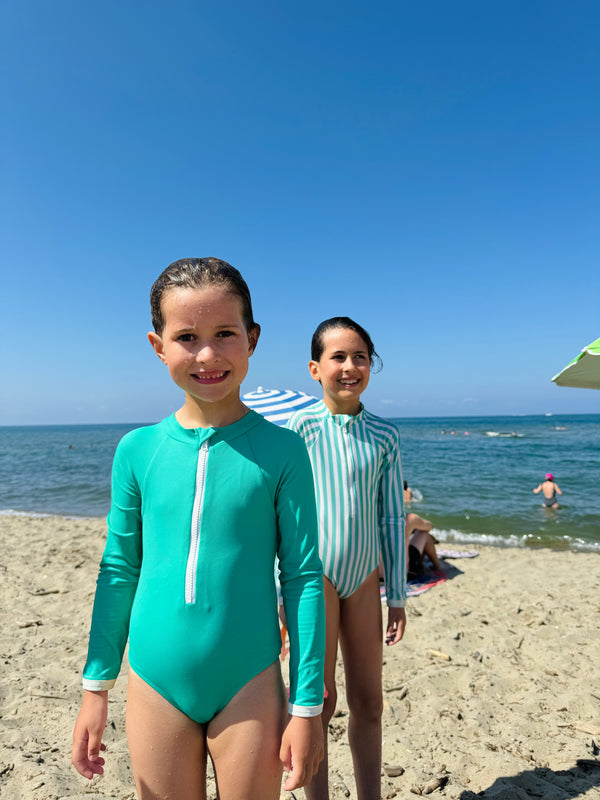 Palombaggia one piece Aquagreen/White stripe UPF 50 +