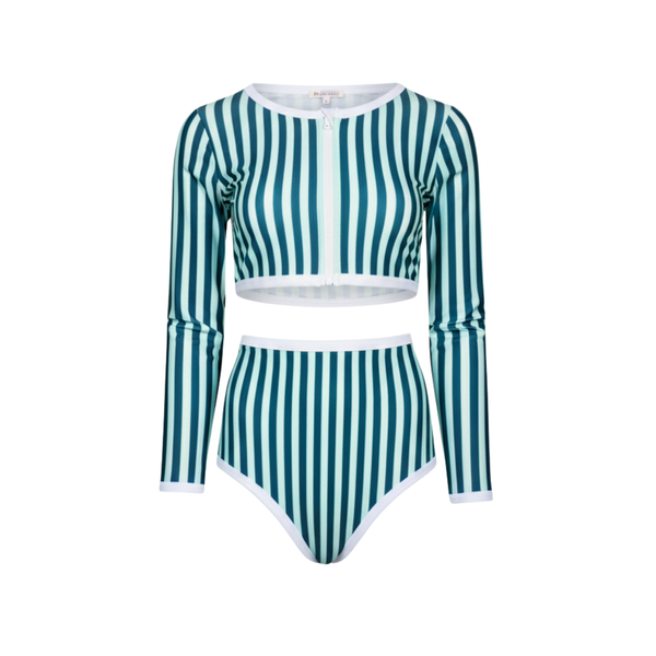 Long sleeve crop top Giulia Victoria stripes UPF 50+