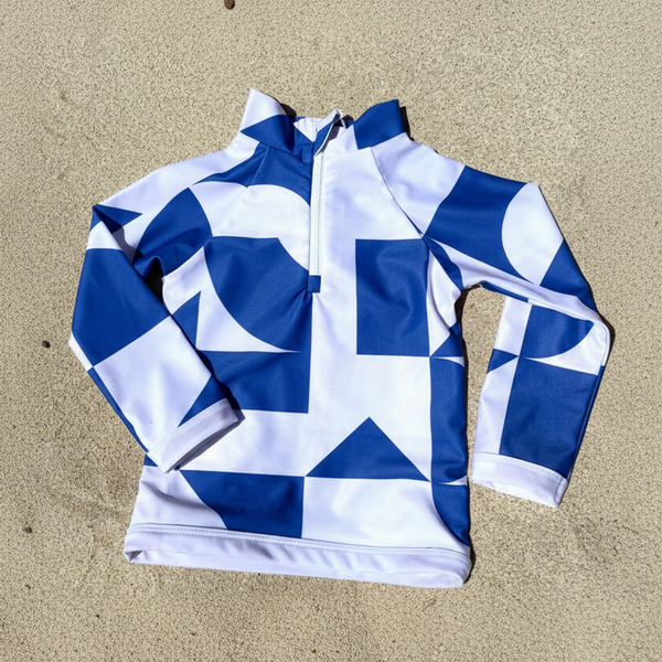 Saline Rashguard Blue/White geometric print UPF 50+