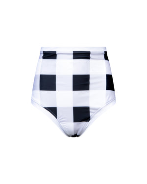 maillot taille haute anti-uv femme vichy noir et blanc