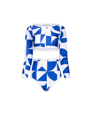 High waist bottom Giulia Geometric Blue UPF 50+