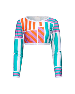 crop top manches longues anti-uv UPF 50+ femme multicolor