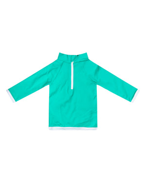 Top manches longues anti-uv UPF50+ turquoise tissu piqué