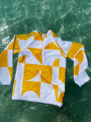 Top manches longues anti-uv UPF50+ motif jaune Géometrique