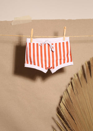 rusty and white stripe upf 50+ boxer anti uv sun safe swimwear