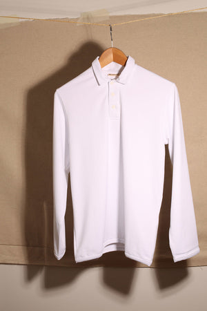 Grand Pampelonne Long sleeve Polo White UPF 50+