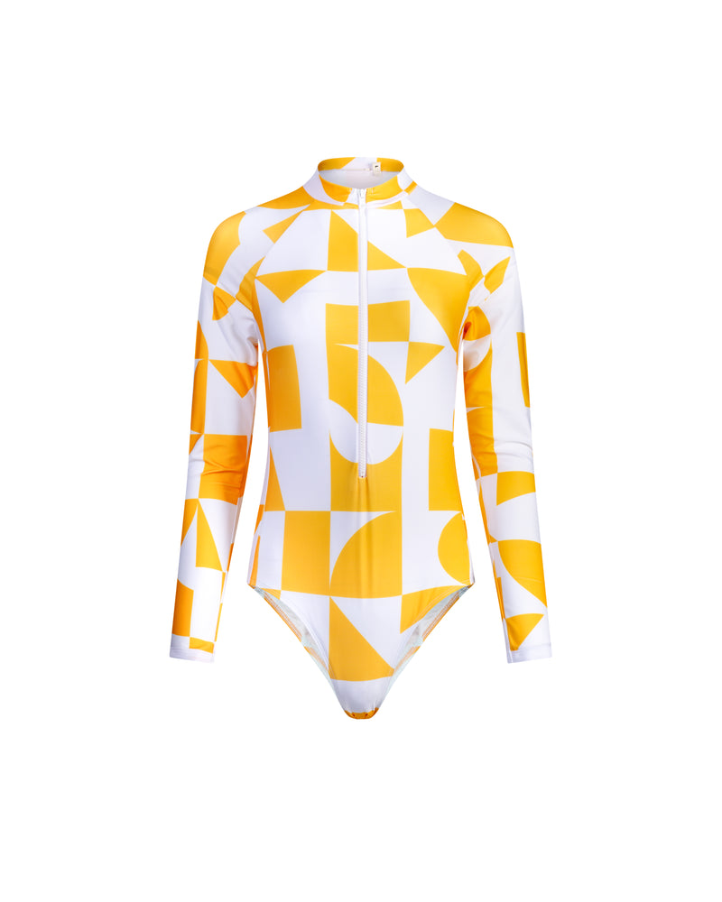 
            
                Load image into Gallery viewer, Grande Palombaggia one piece Yellow Geometric UPF 50+
            
        