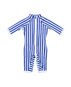 
            
                Load image into Gallery viewer, Full-leg bodysuit Grand-Galet Blue/White stripe UPF 50+
            
        