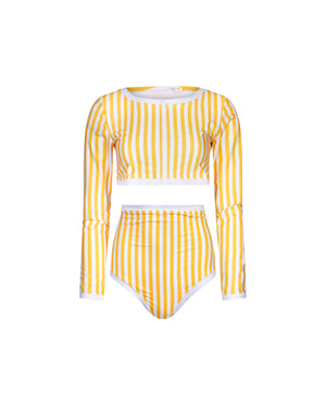 Culotte taille haute Giulia rayée jaune/blanc UPF 50+.